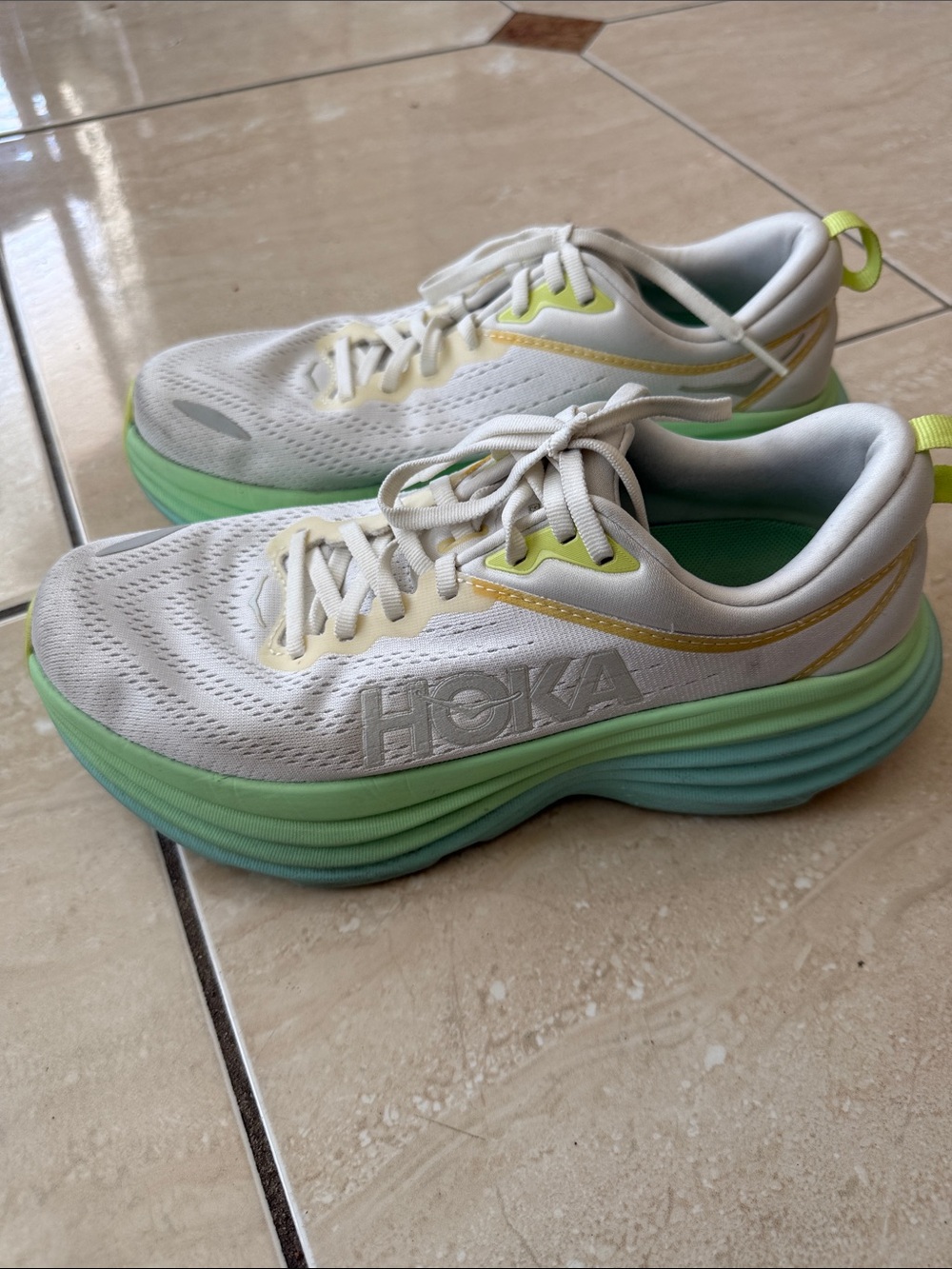 Hoka One One Bondi 8 Blanc De Blanc Sunlit Ocean Women's Running Shoe White Sz 8 - Picture 5 of 12